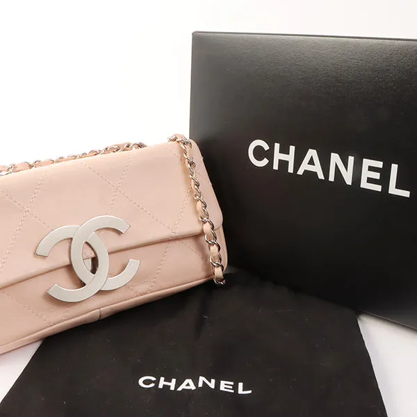 Chanel Around 2005 Made Wild Stitch Big Cc Mark Plate Chain Bag Baby Pink