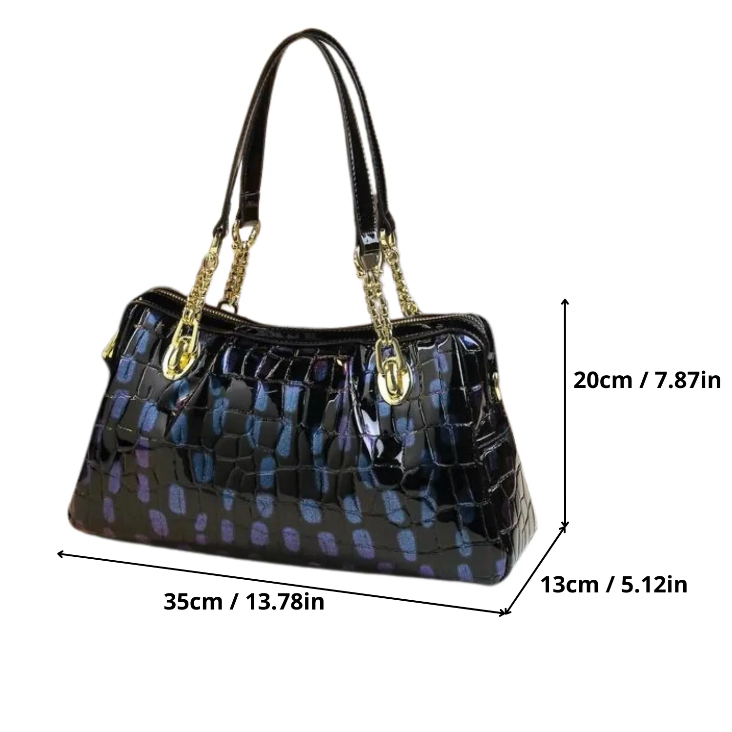 Chic Croc-Effect Leather Tote in Style Blue