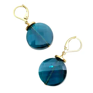 Coin Crystal Earrings - Teal