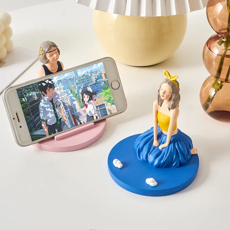Cute Closed Eye Gril Phone Holder