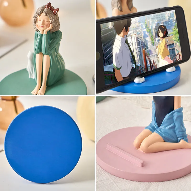 Cute Closed Eye Gril Phone Holder