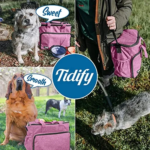 Dog Travel Bag Airline Approved for Dog and Cat Tote Organizer with Multi Function Pockets , 2 Food Containers and Collapsible Bowls , Weekend Away Dog Bag for Travel Accessories (Pink)