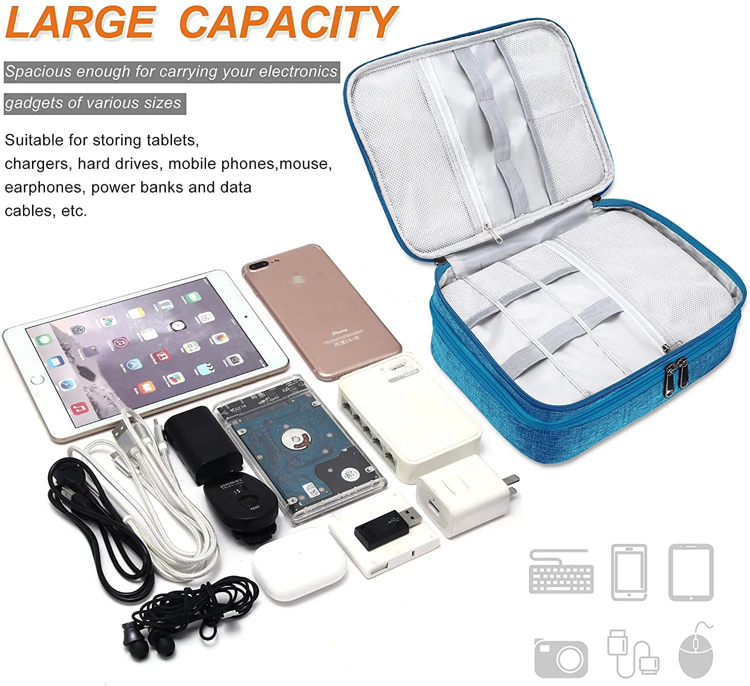 Double Layer Electronics Organizer