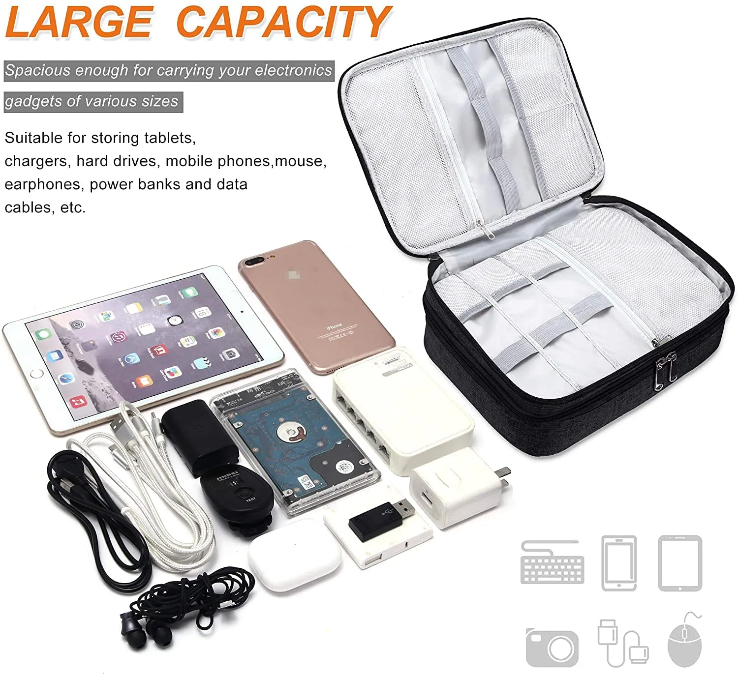 Double Layer Electronics Organizer
