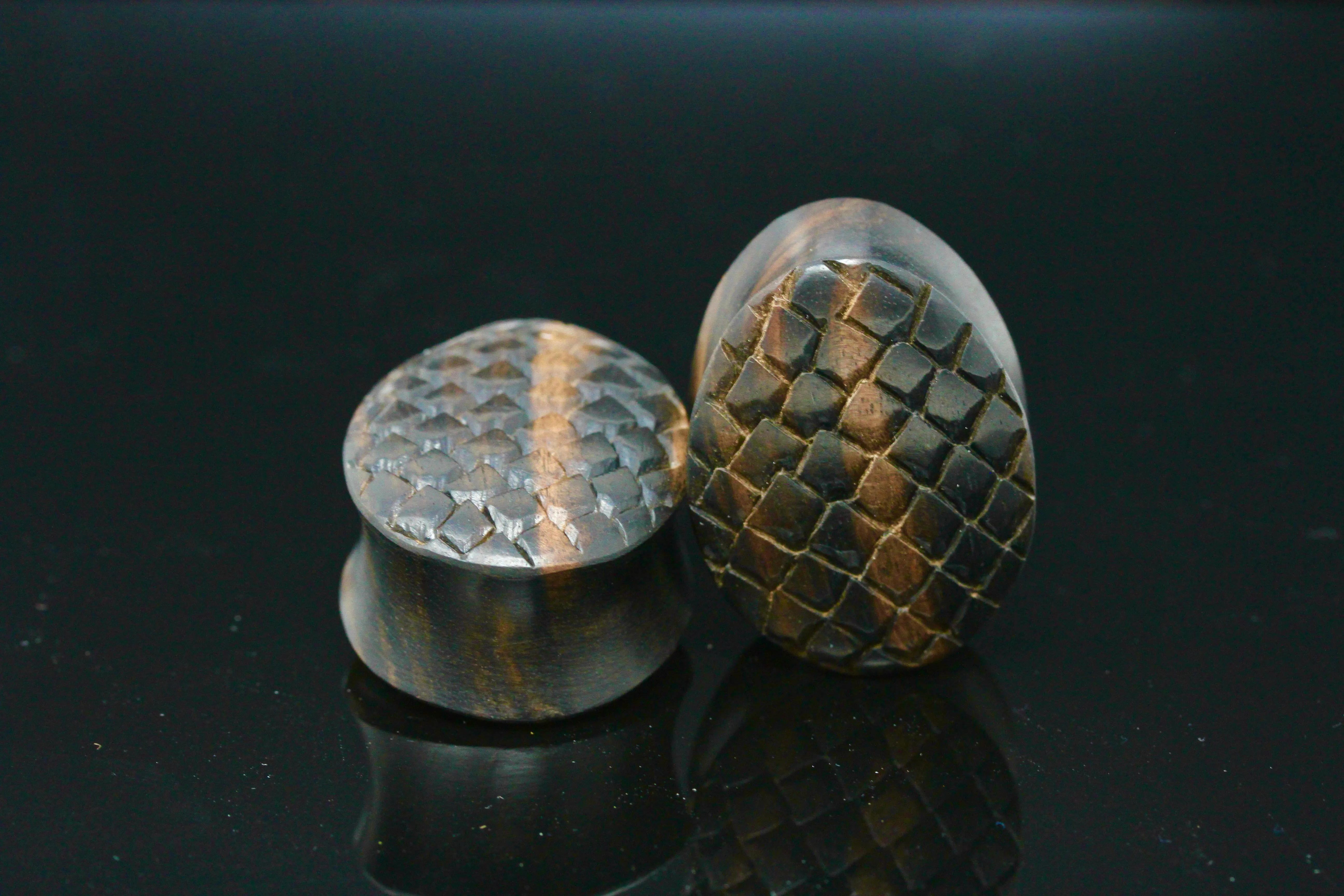 Dragon Egg Wood Plugs - Areng Wood - (Pair) - PA154