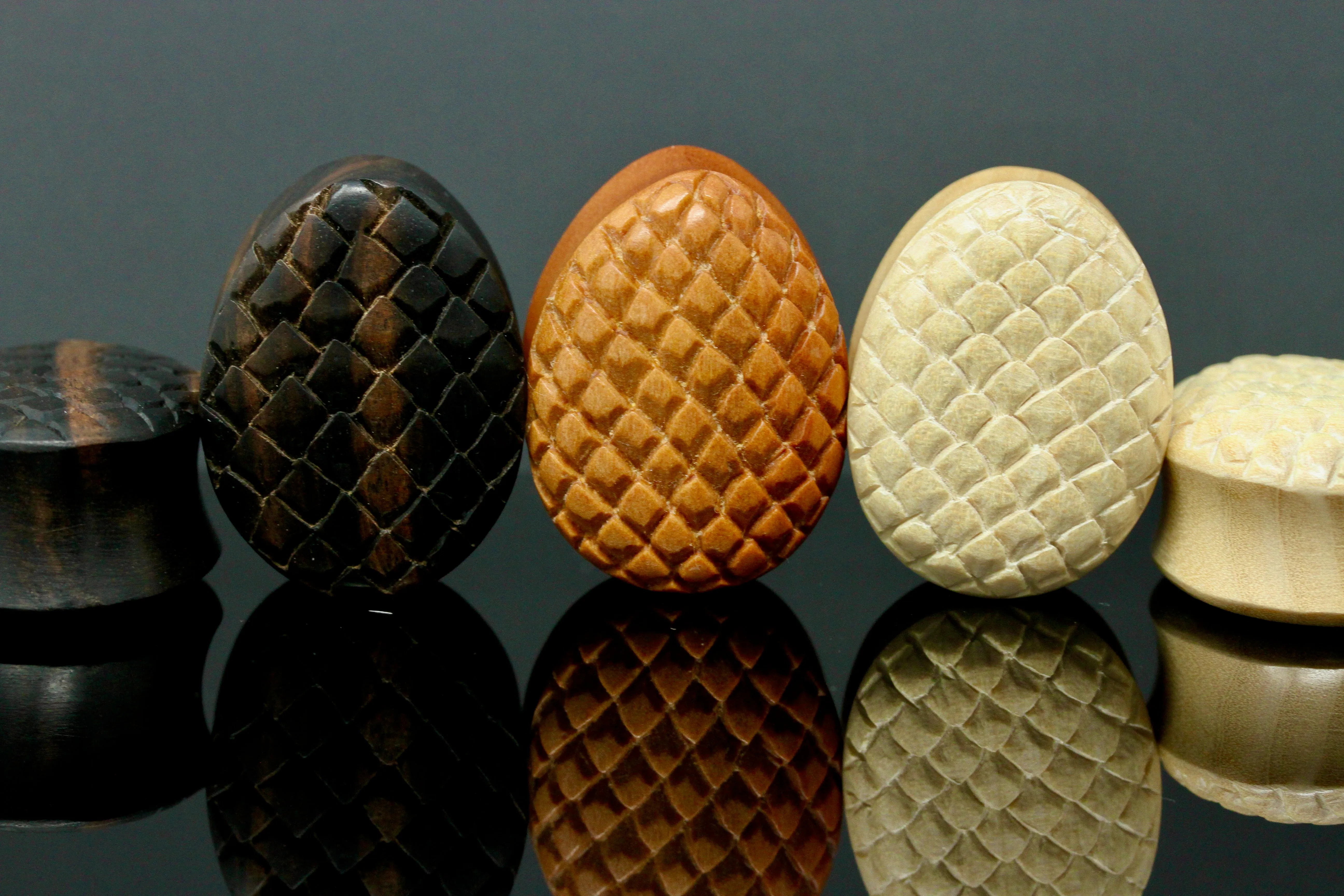 Dragon Egg Wood Plugs - Areng Wood - (Pair) - PA154
