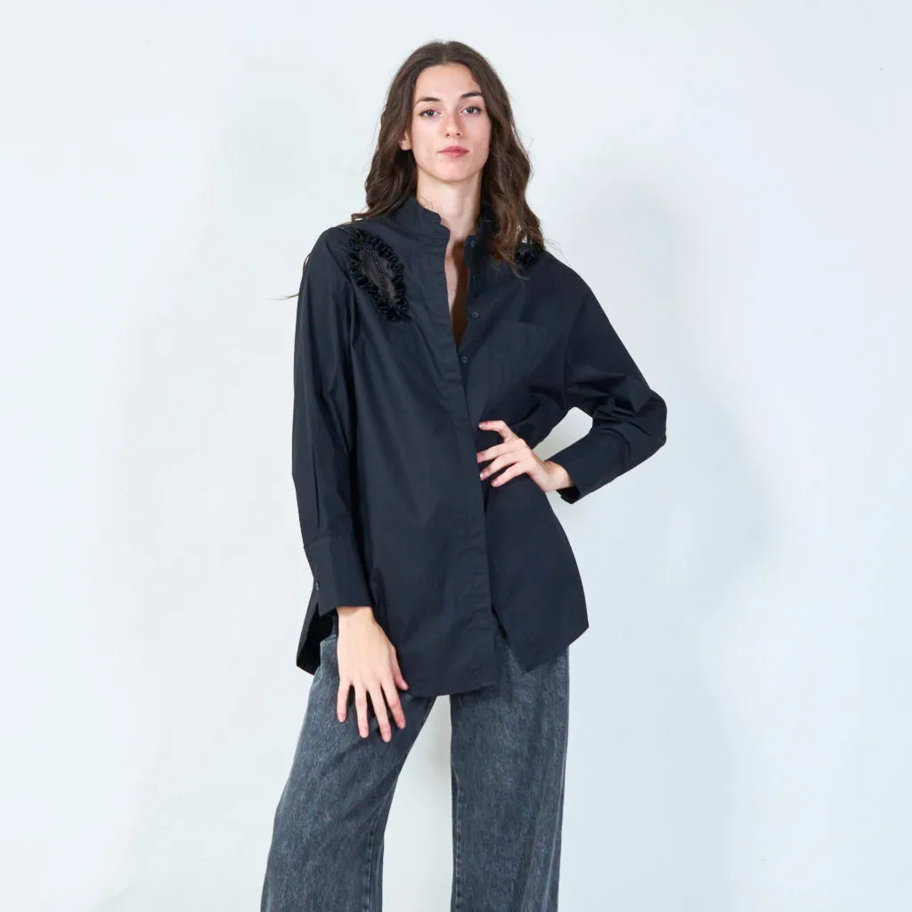 Embellished shoulder button-up shirt wholesale