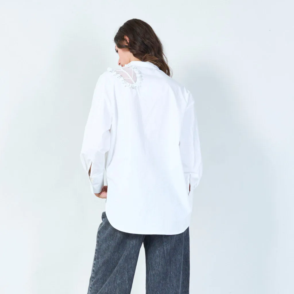 Embellished shoulder button-up shirt wholesale