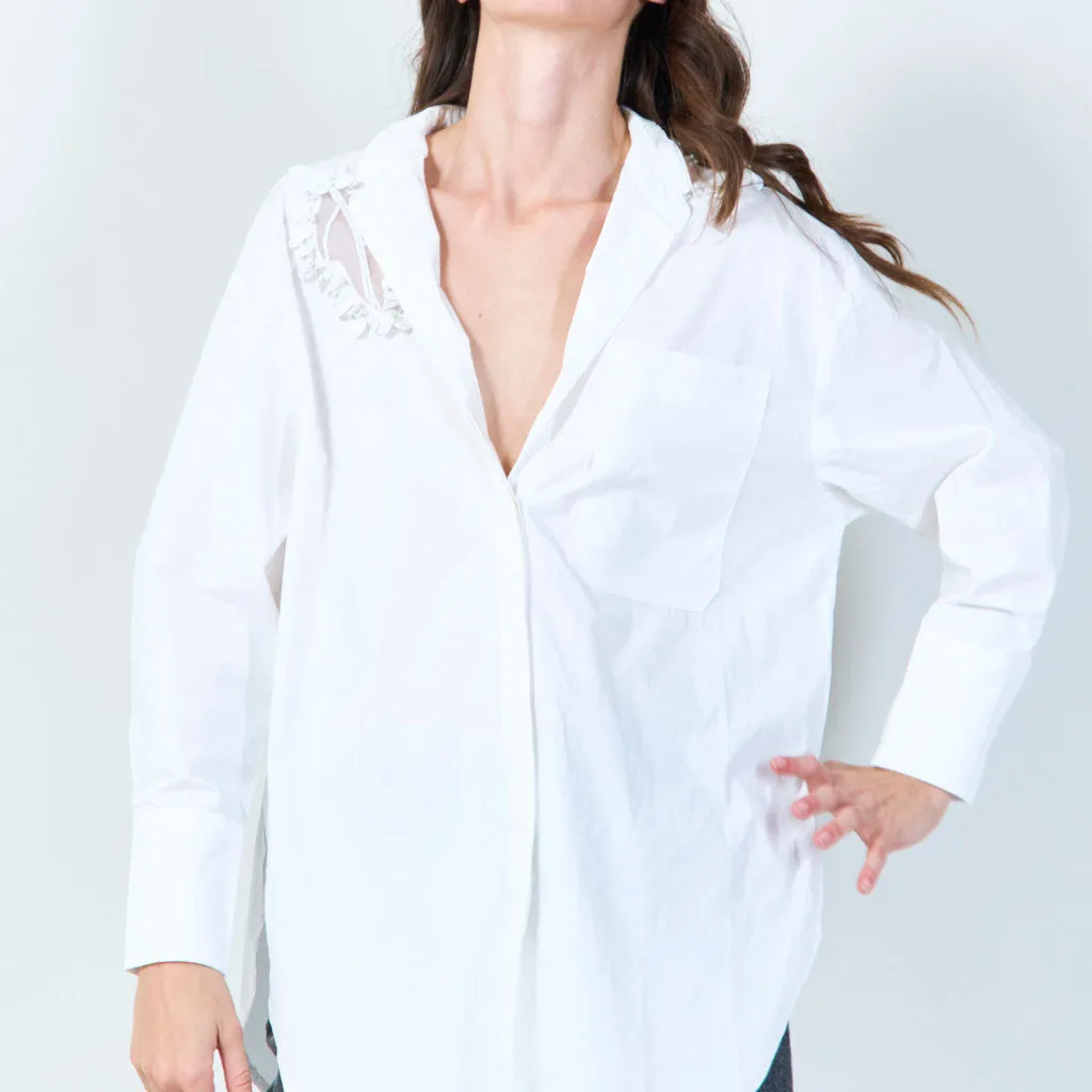 Embellished shoulder button-up shirt wholesale