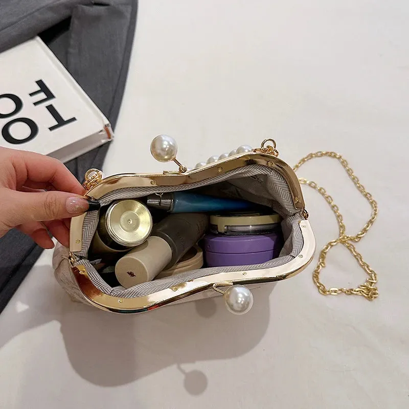 Embroidery Beaded Chain Crossbody Bag
