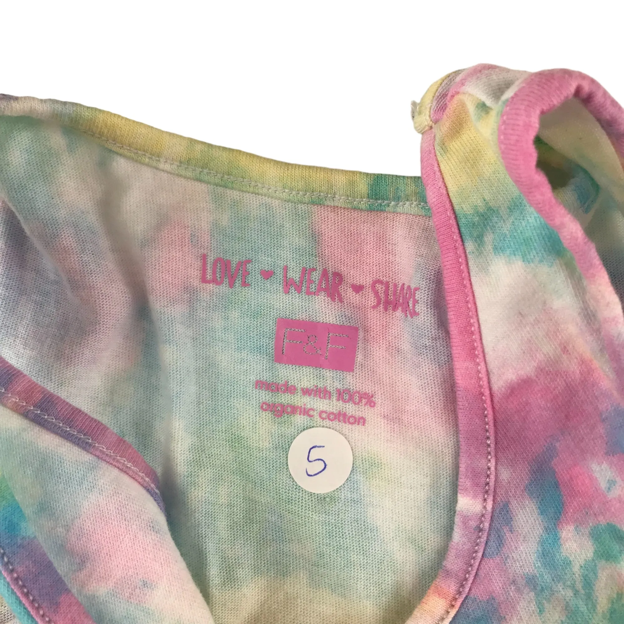 F&F Dress Age 5 Multicoloured Tie-Dye Cotton