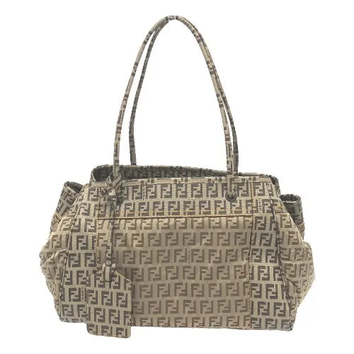 FENDI Handbag 8BN174 PVC / nylon beige Zucchino Women Used
