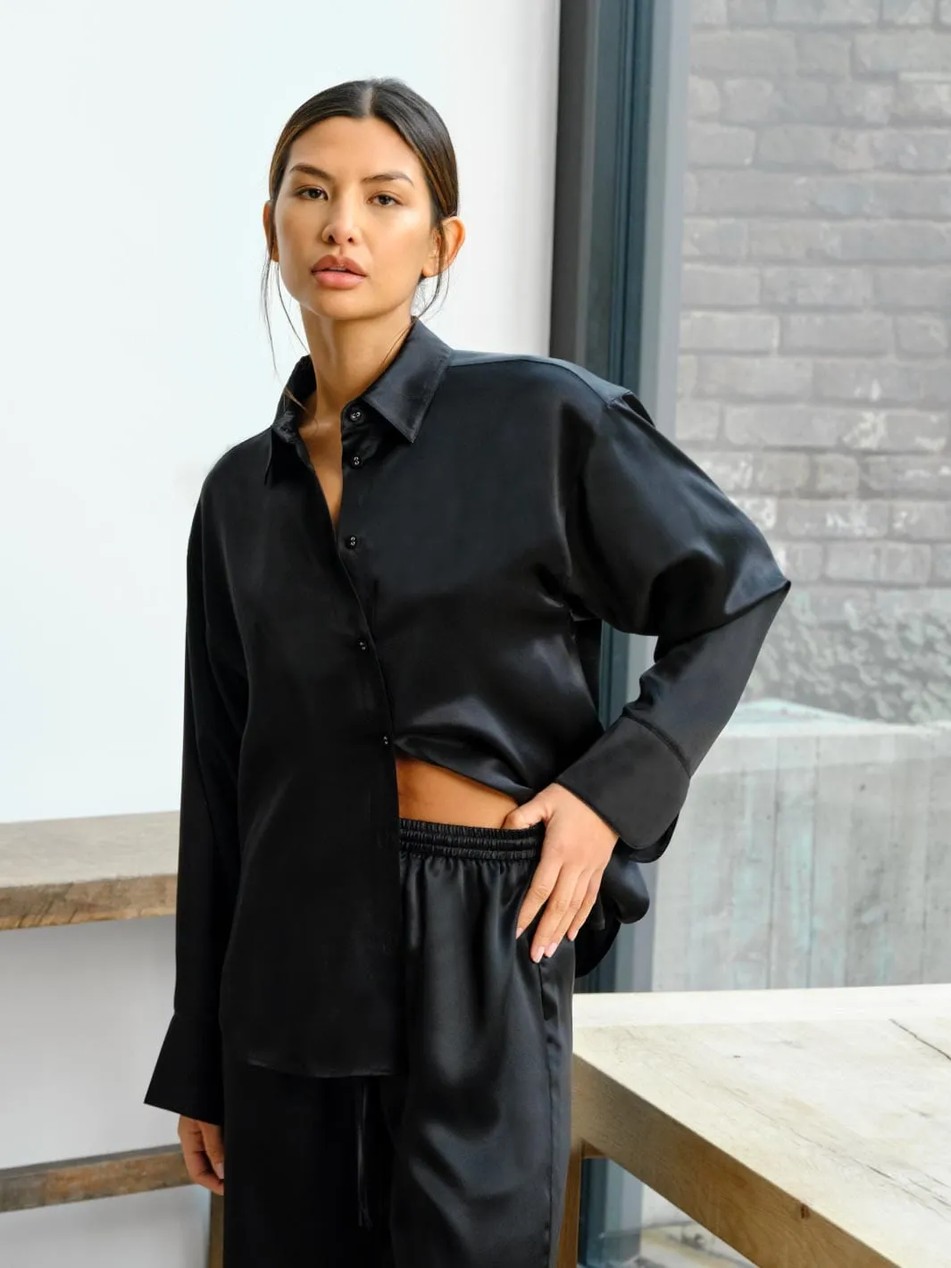 Fleur Du Jour Black Silk Shirt