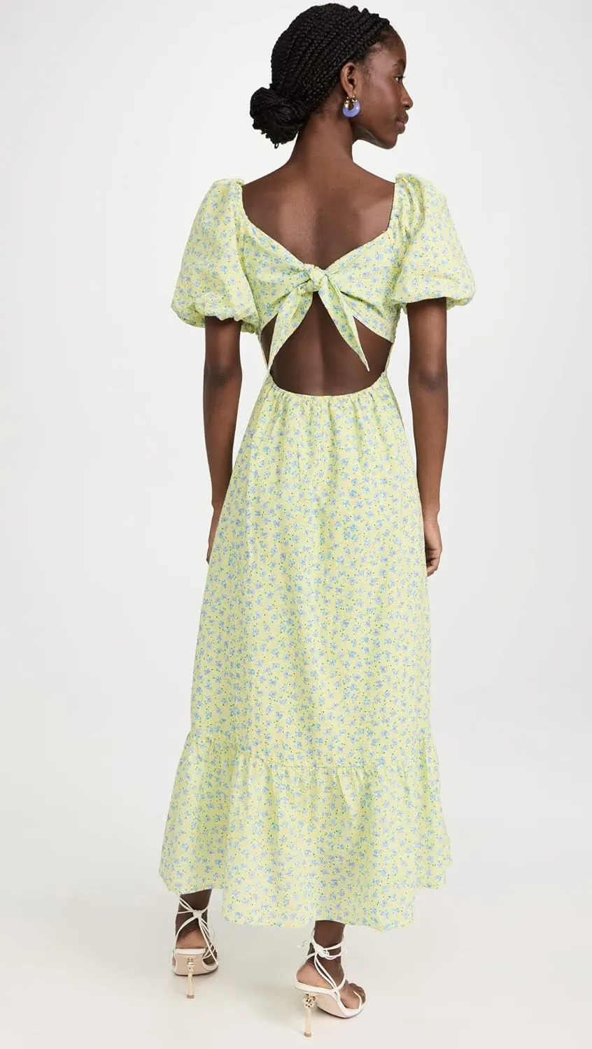 Floral Back Stylish Tiered Midi Dress