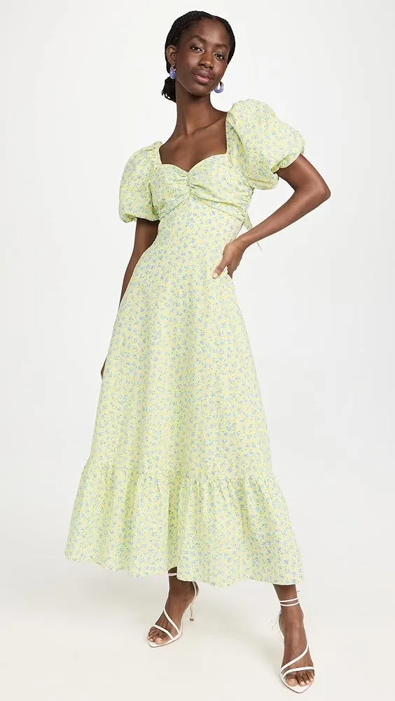 Floral Back Stylish Tiered Midi Dress