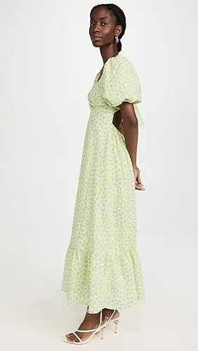 Floral Back Stylish Tiered Midi Dress