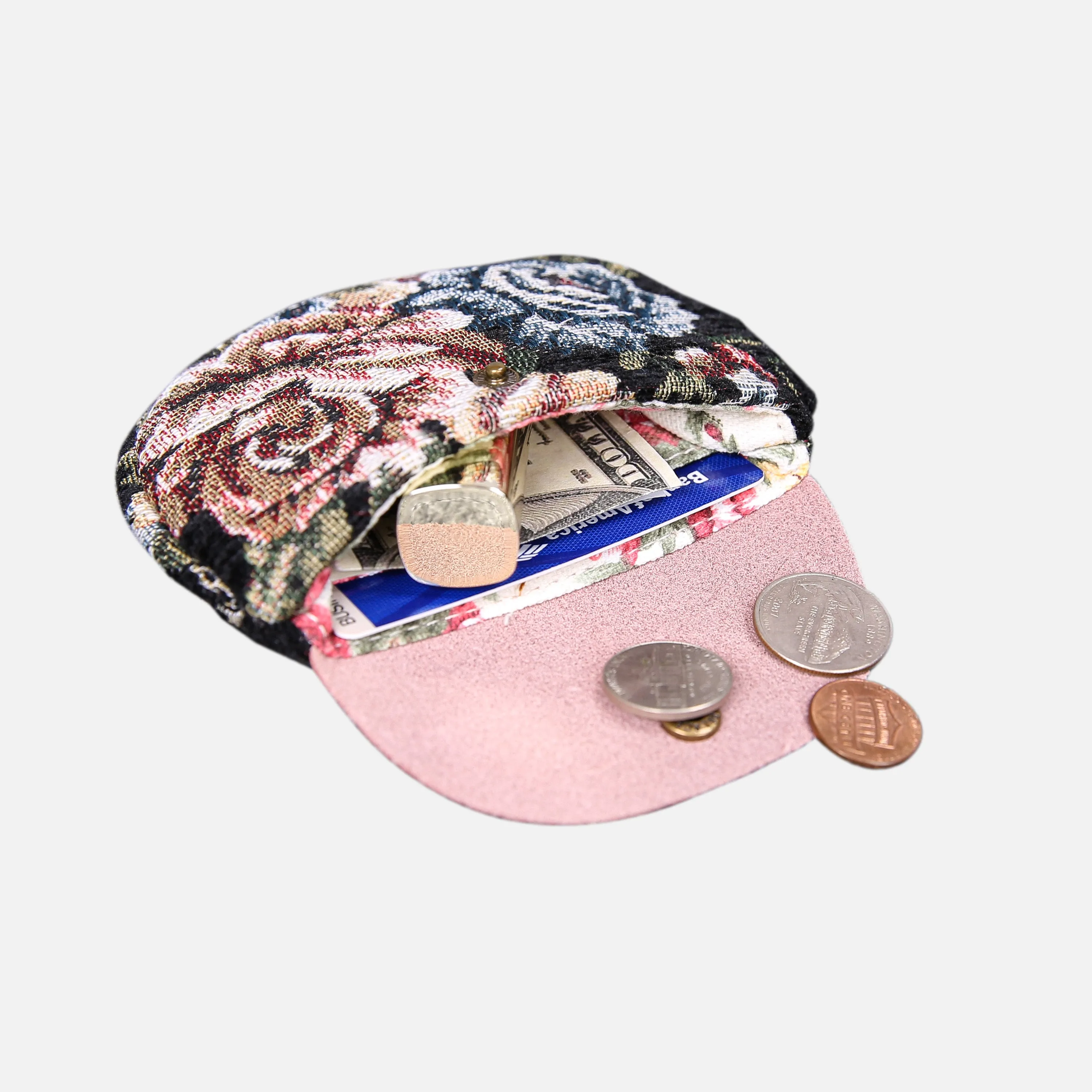 Floral Black Flap Coin Purse