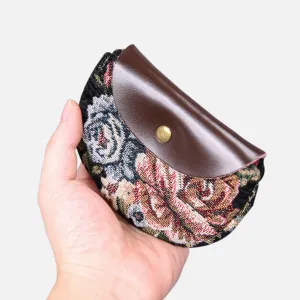 Floral Black Flap Coin Purse