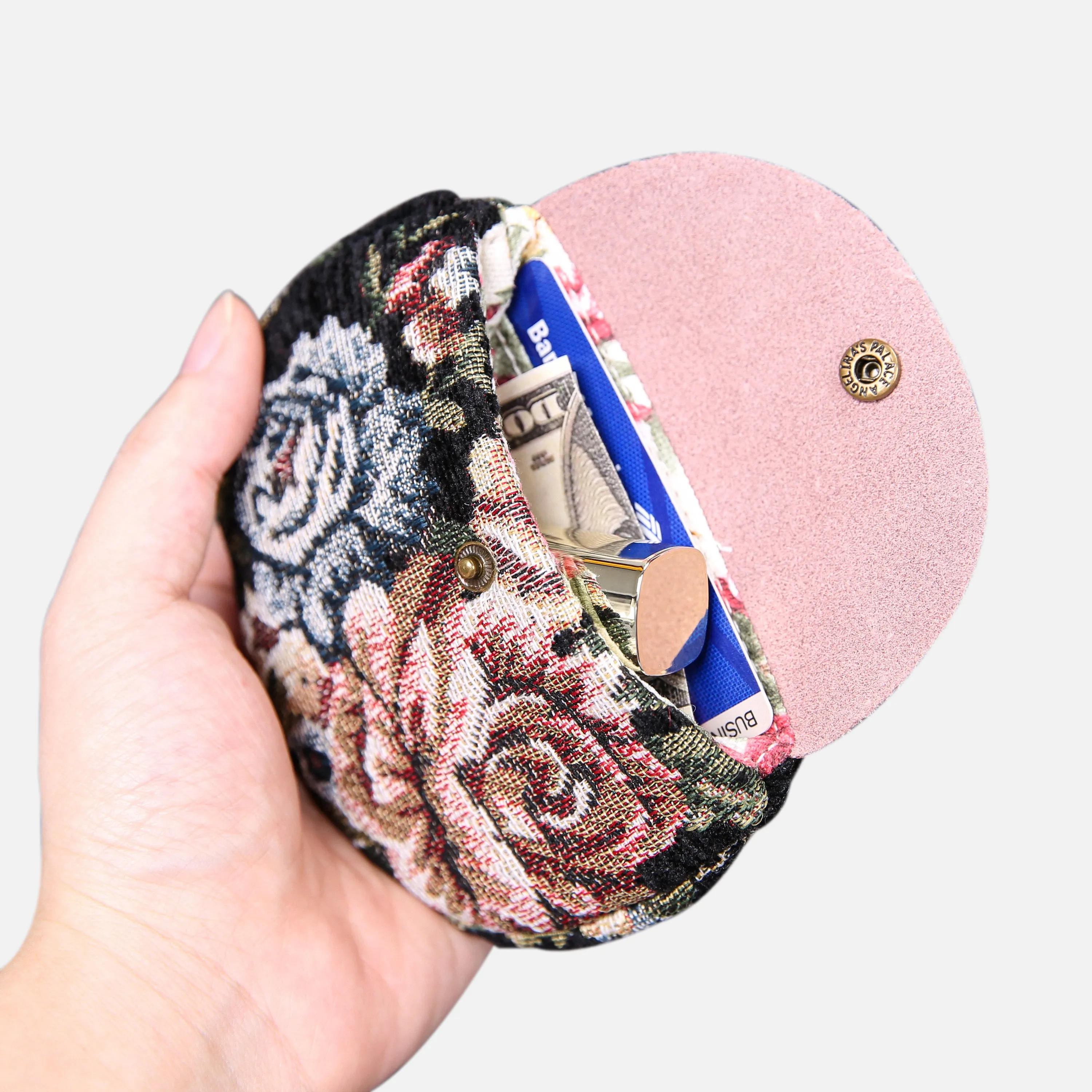 Floral Black Flap Coin Purse