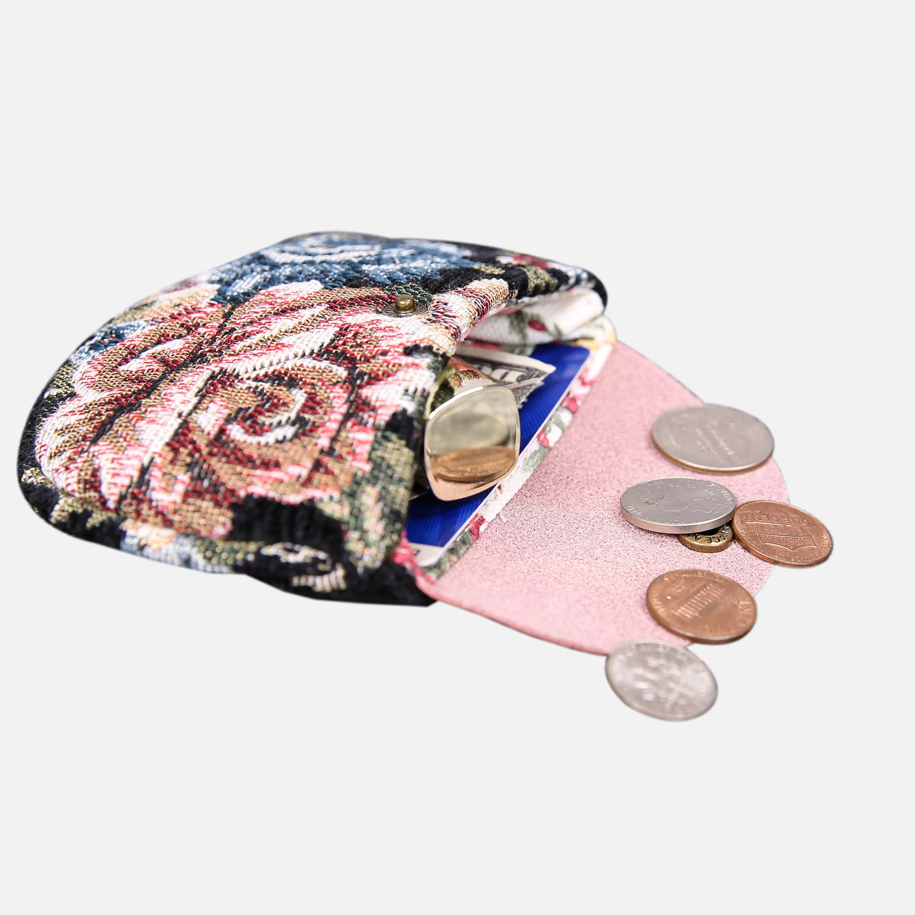 Floral Black Flap Coin Purse