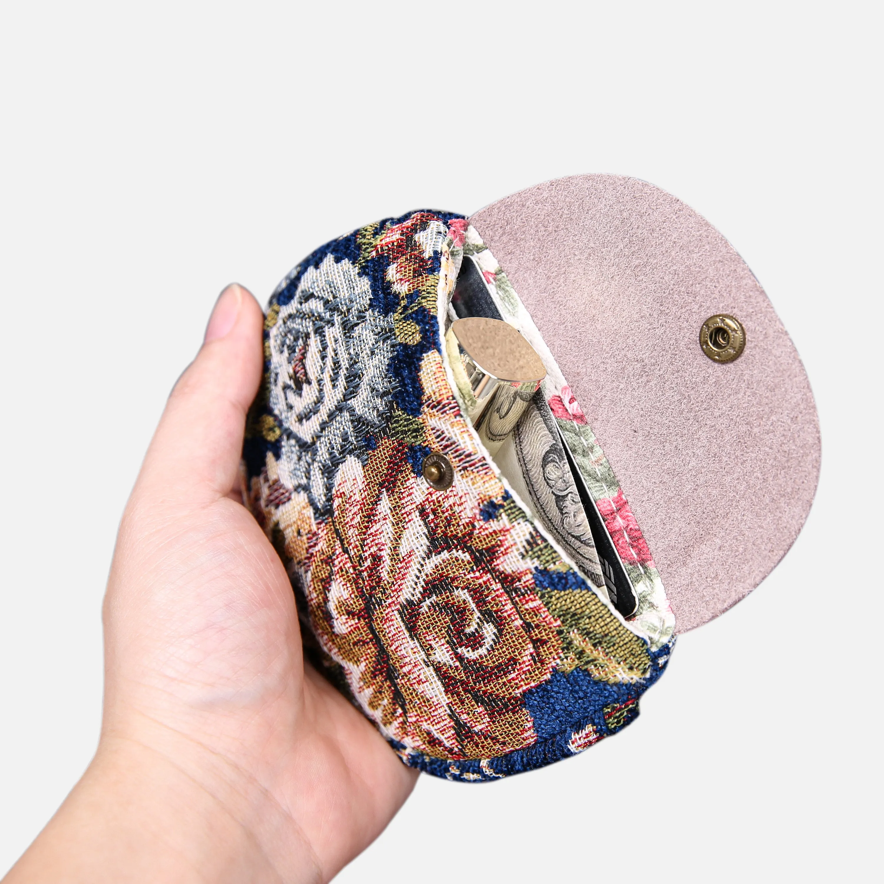 Floral Blue Flap Coin Purse