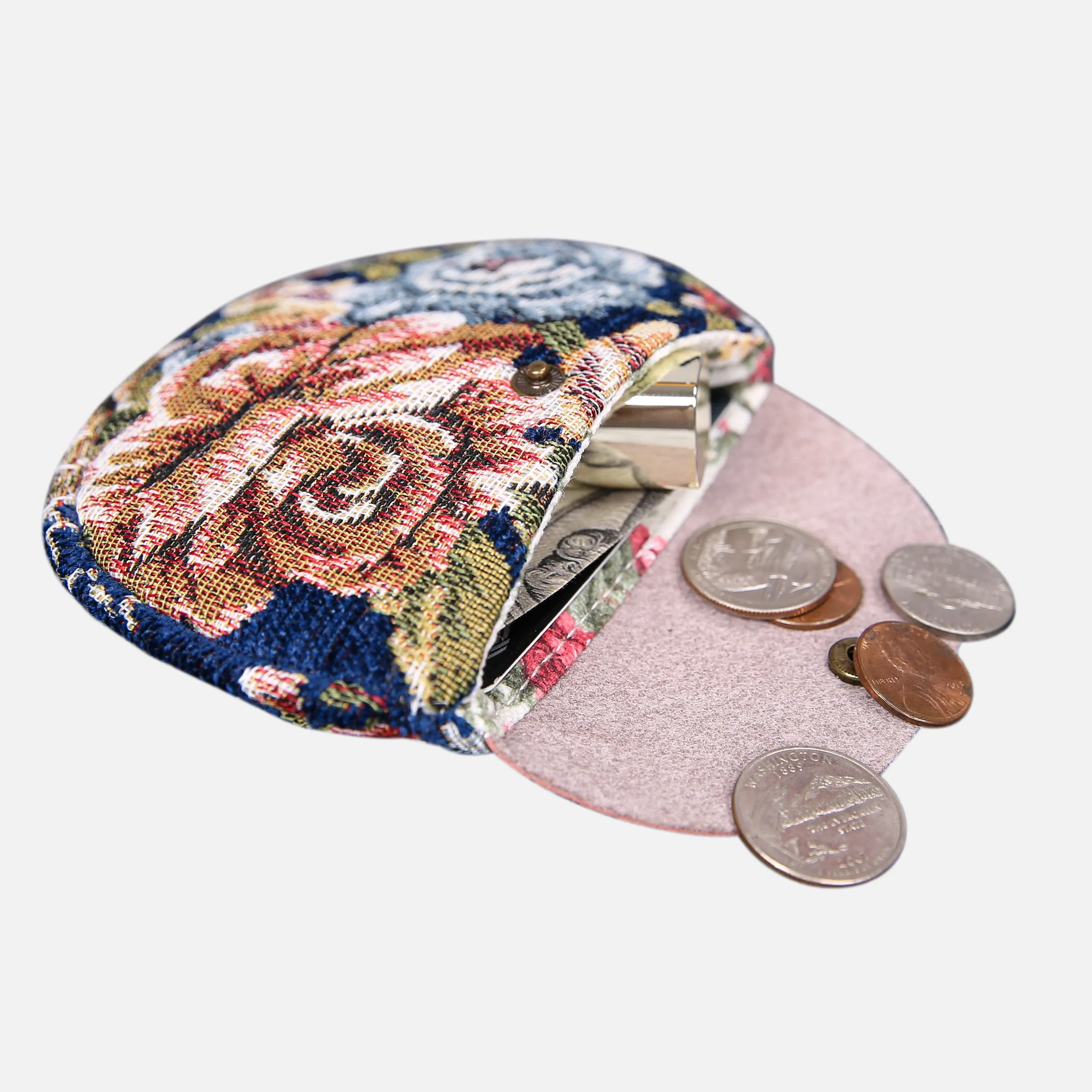 Floral Blue Flap Coin Purse