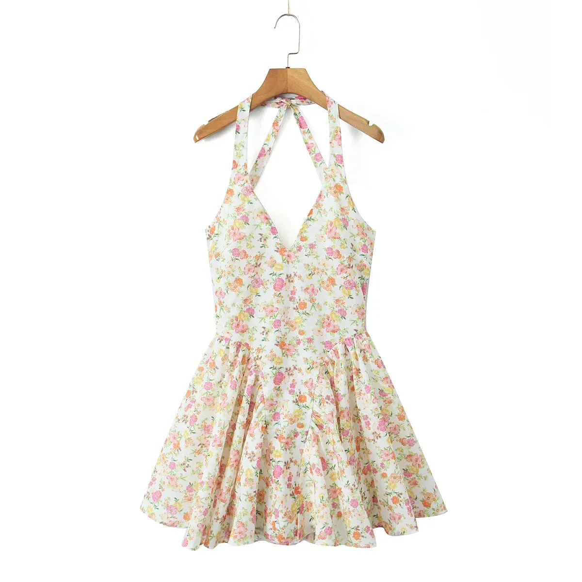 Floral Halter Stylish Mini Dress