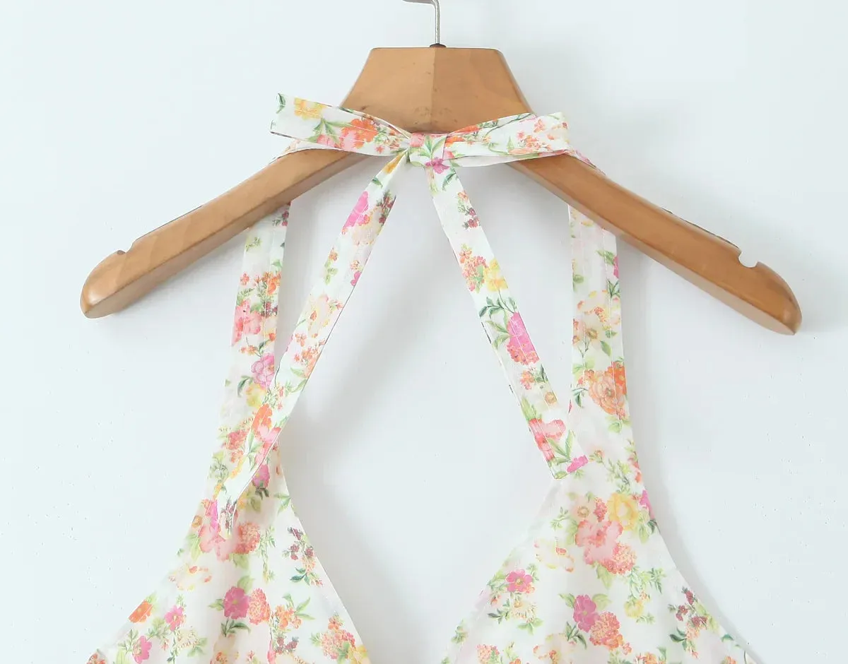Floral Halter Stylish Mini Dress