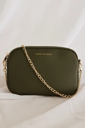 Florence Khaki Leather Single Pouch Bag
