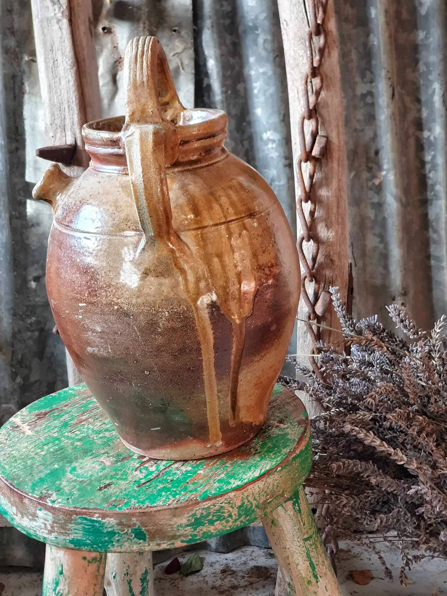 French Antique Cruche 19th Century French Farmhouse