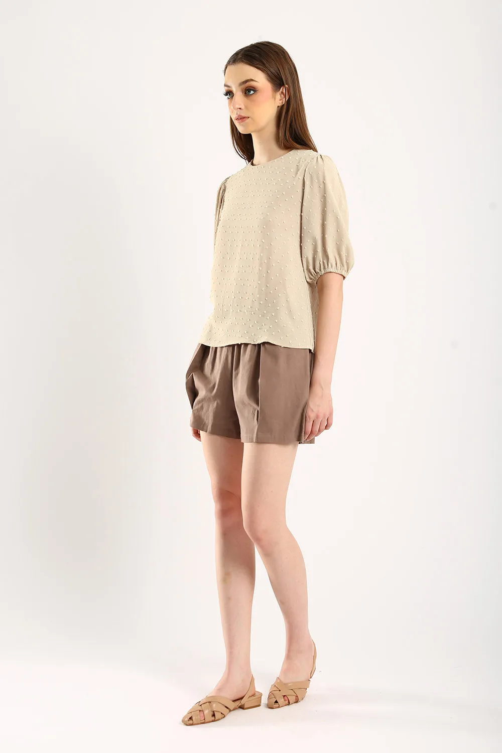 Gabine Linen Shorts in Coffee