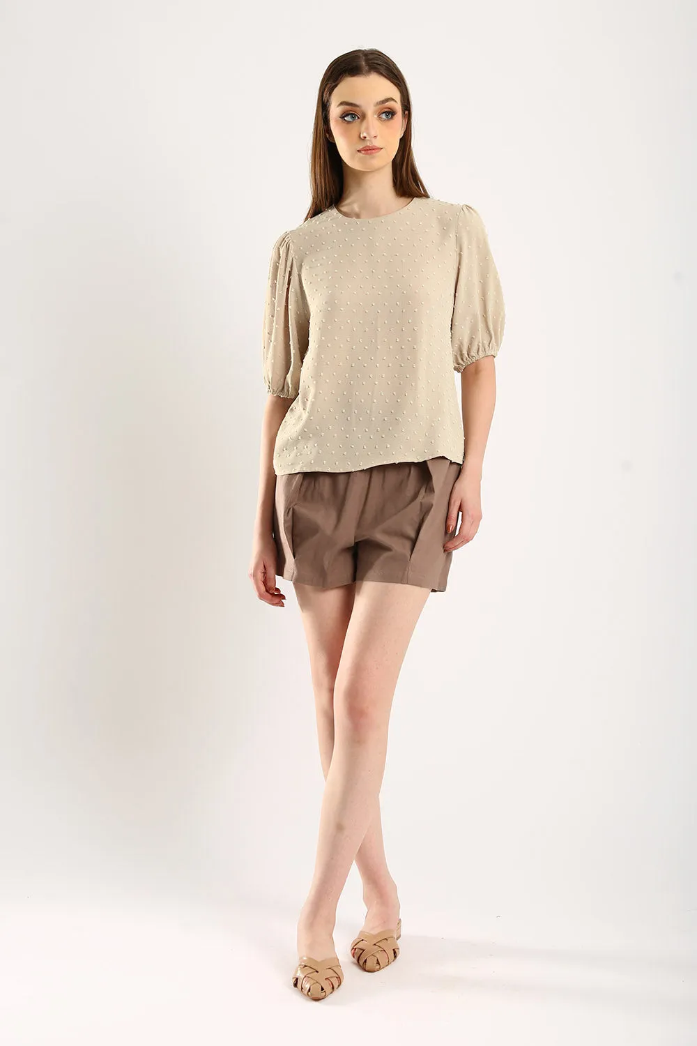 Gabine Linen Shorts in Coffee