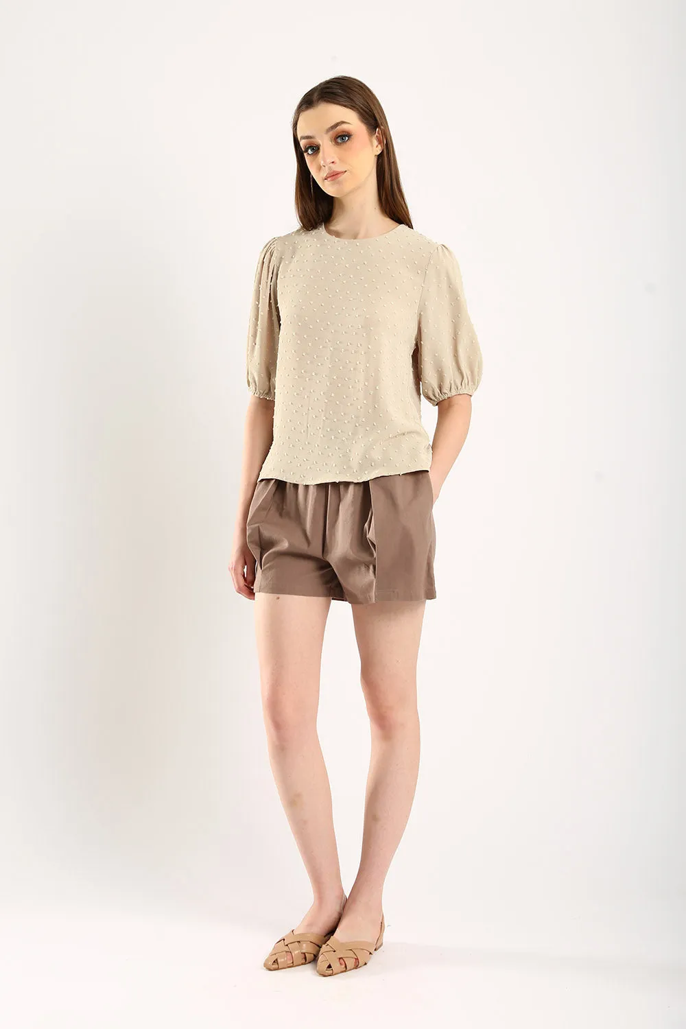 Gabine Linen Shorts in Coffee