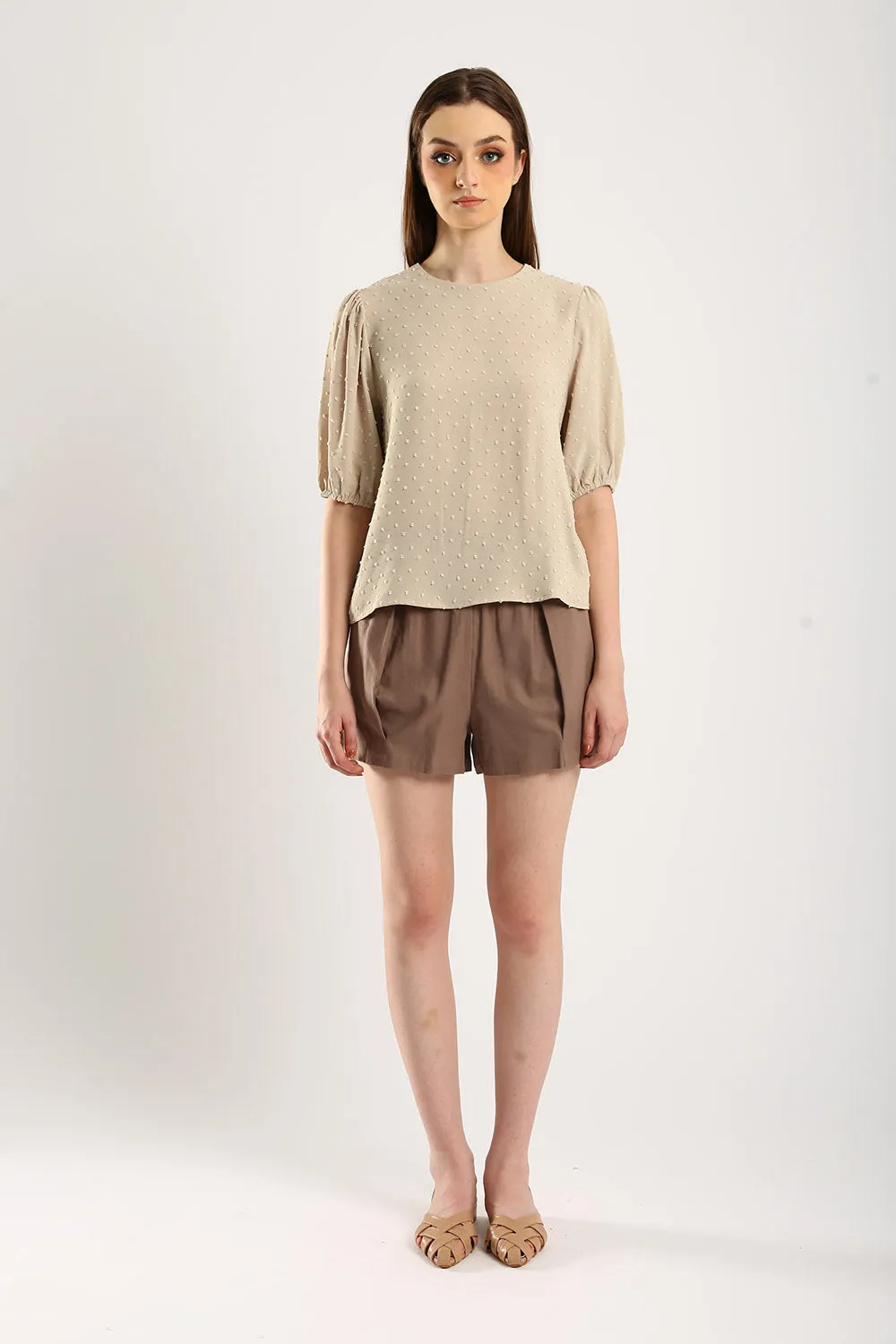 Gabine Linen Shorts in Coffee