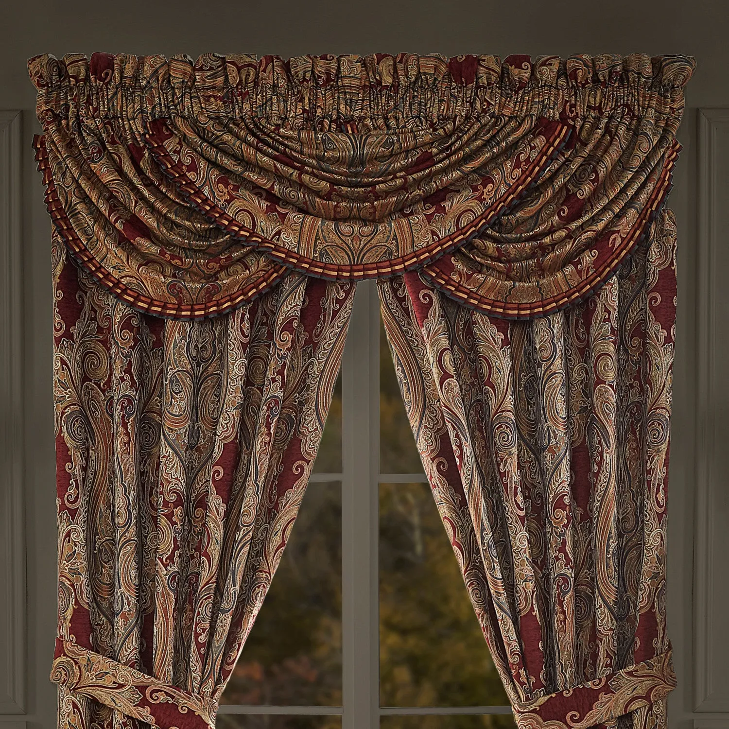 Garnet Window Waterfall Valance