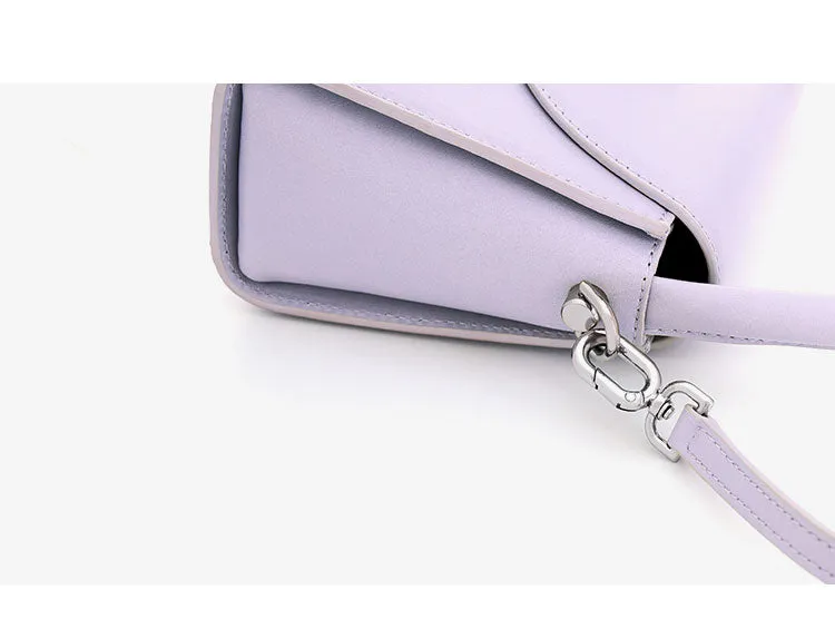 Genuine Leather Square Flap Pocket Shoulder Bag