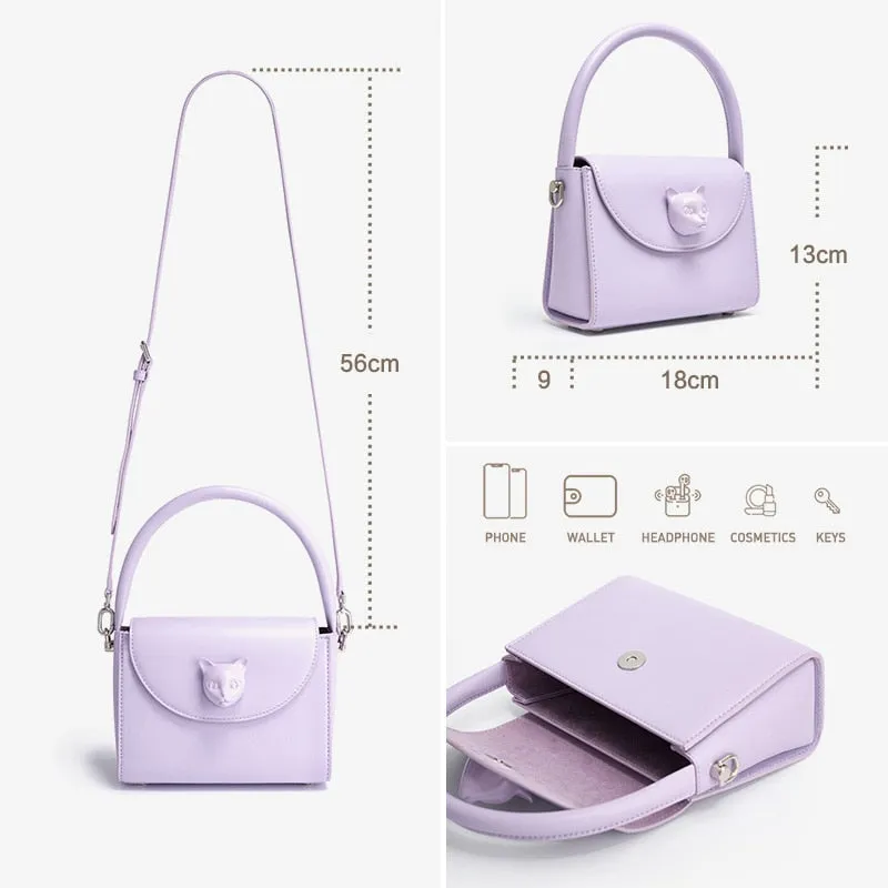 Genuine Leather Square Flap Pocket Shoulder Bag