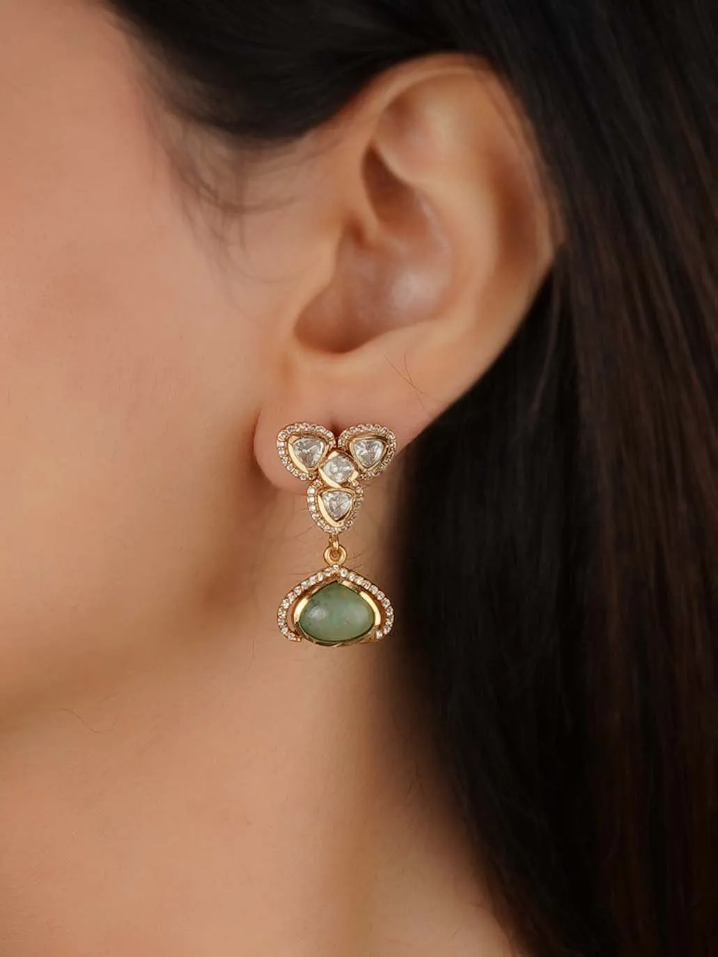 Gold Plated Faux Polki Necklace Set - PK-S267