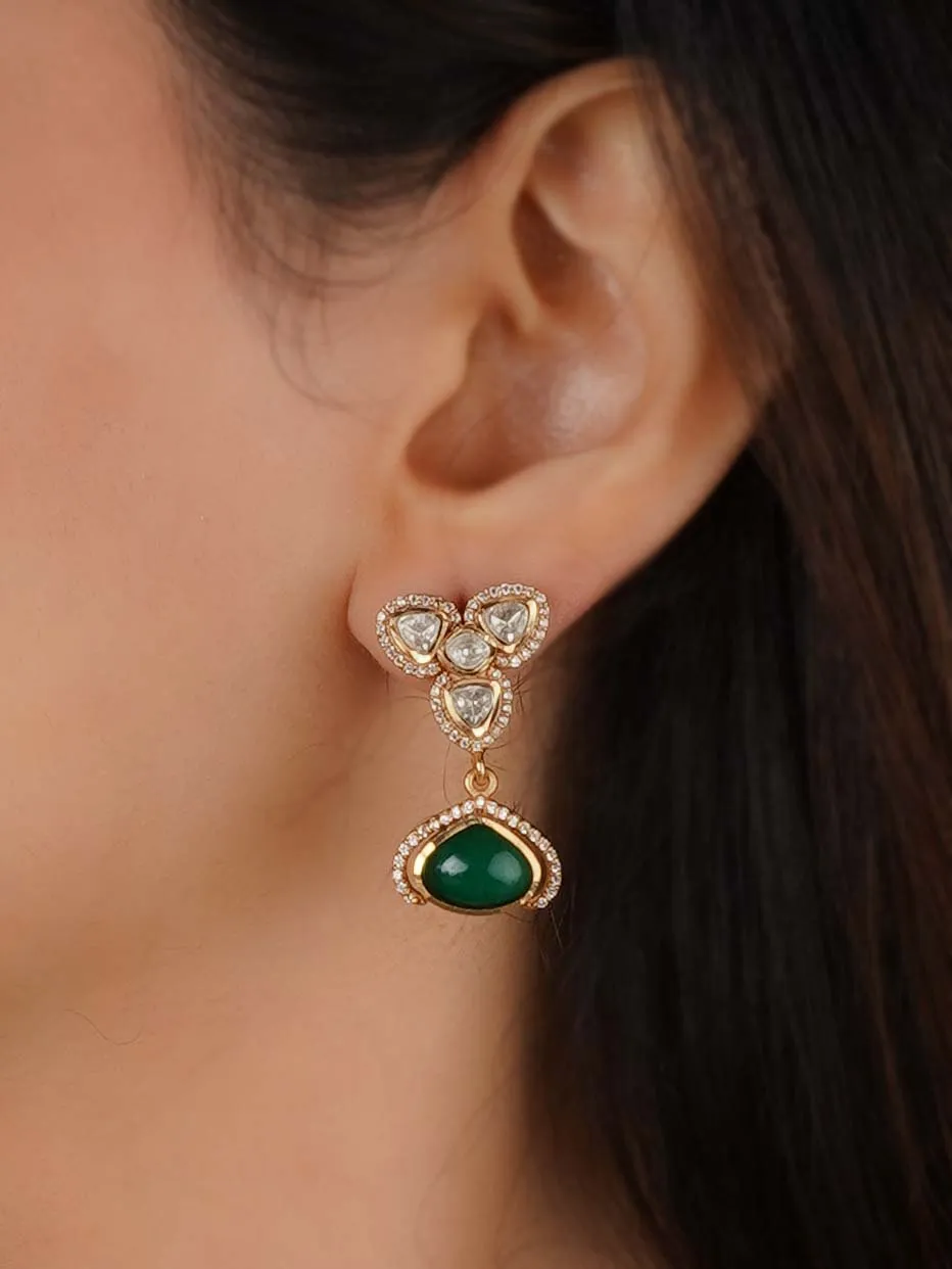 Gold Plated Faux Polki Necklace Set - PK-S267