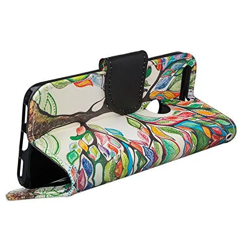 Google Pixel Case, Pu Leather Magnetic Fold[Kickstand] Wallet Case with ID & Card Slots for Google Pixel - Colorful Tree