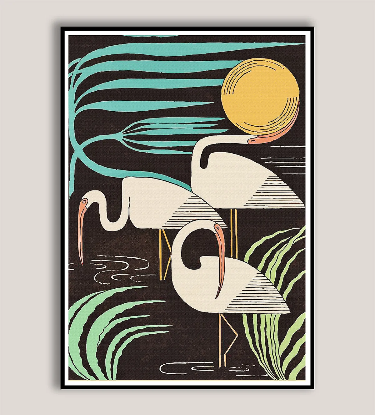 Graceful Elegance: Flamingos in the Golden Breeze