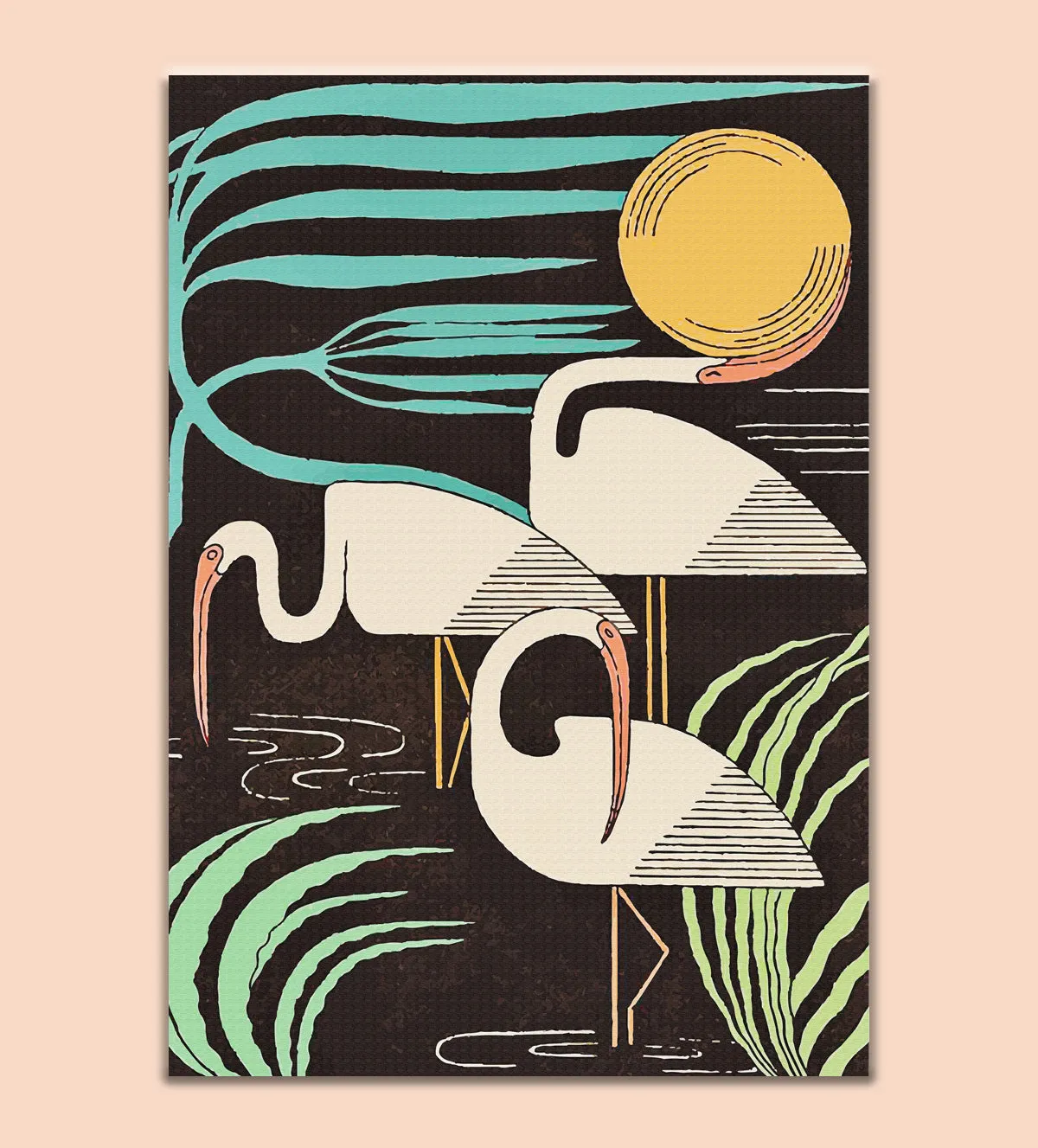 Graceful Elegance: Flamingos in the Golden Breeze