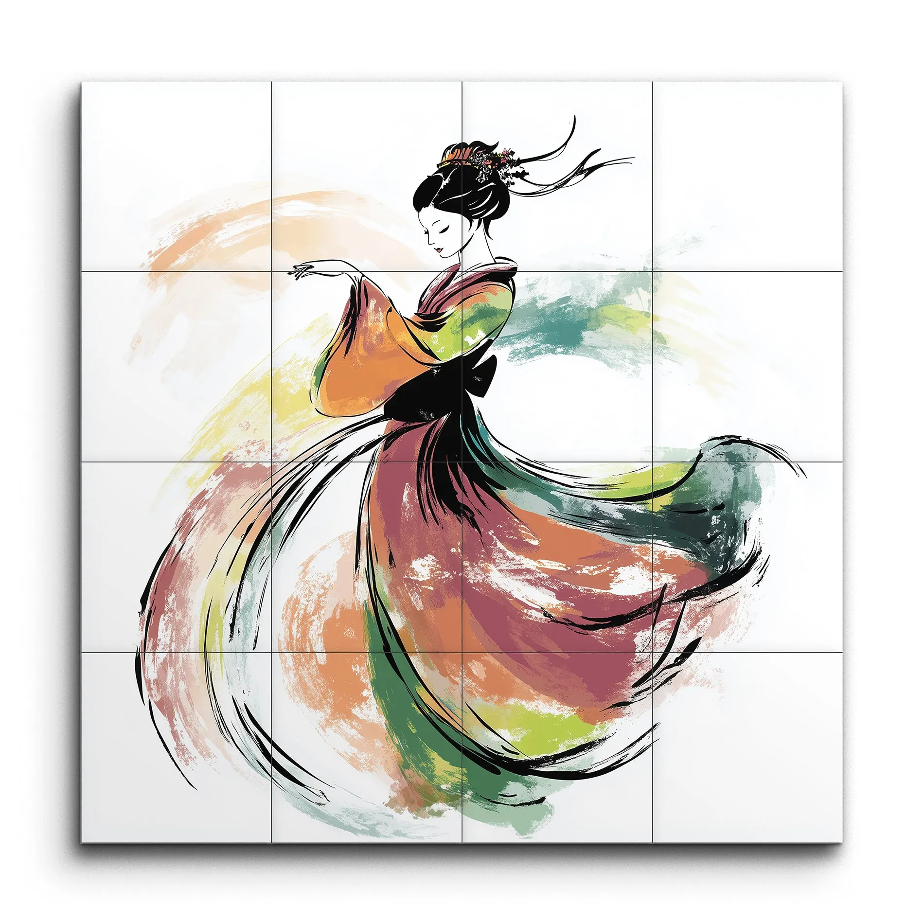 Graceful Flow: Harmony in Ink and Color