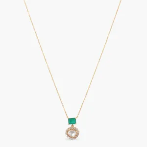 Graceful Green Moissanite Silver Pendant Necklace