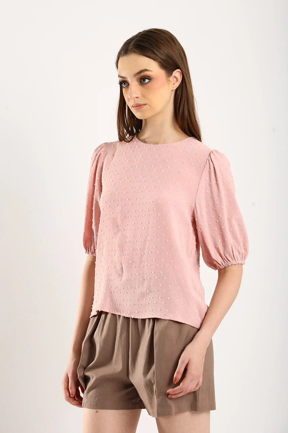 Harlene Cotton Linen Blouse in Dust Pink