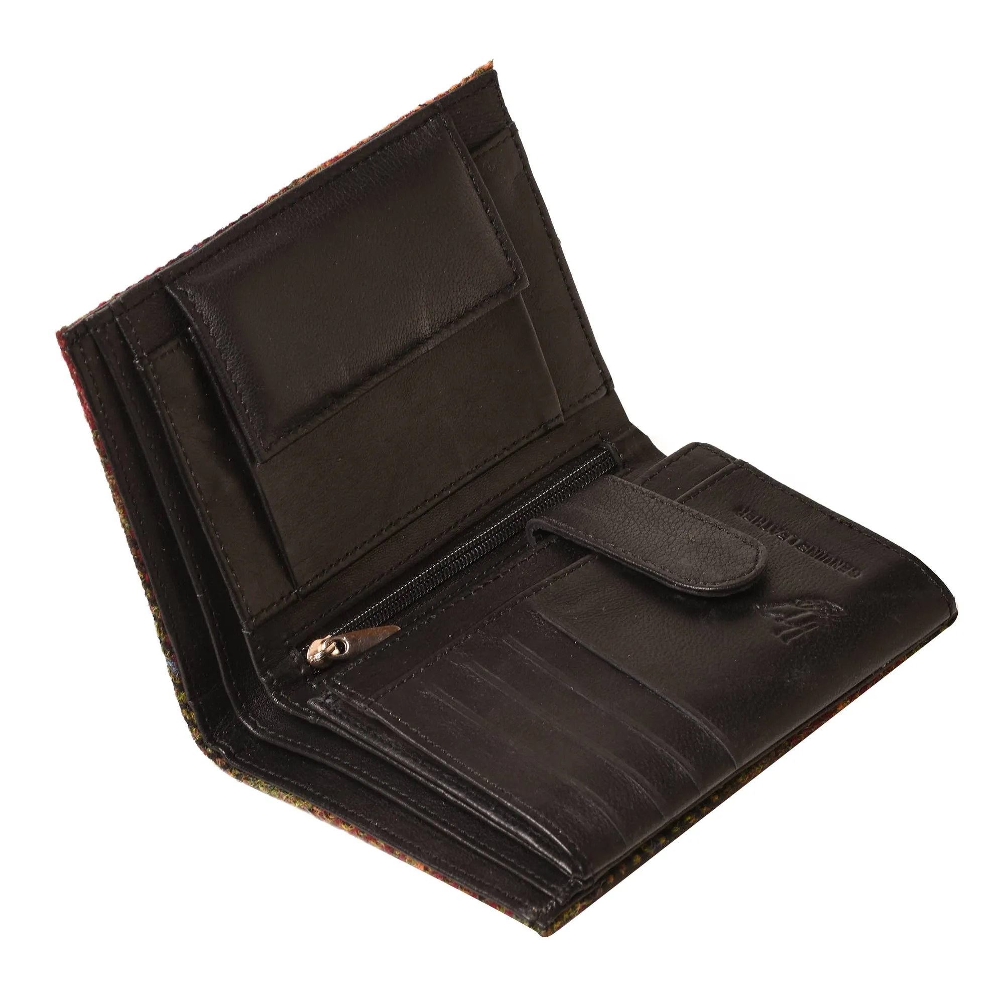 Harris Tweed Wallet Big Bifold Red