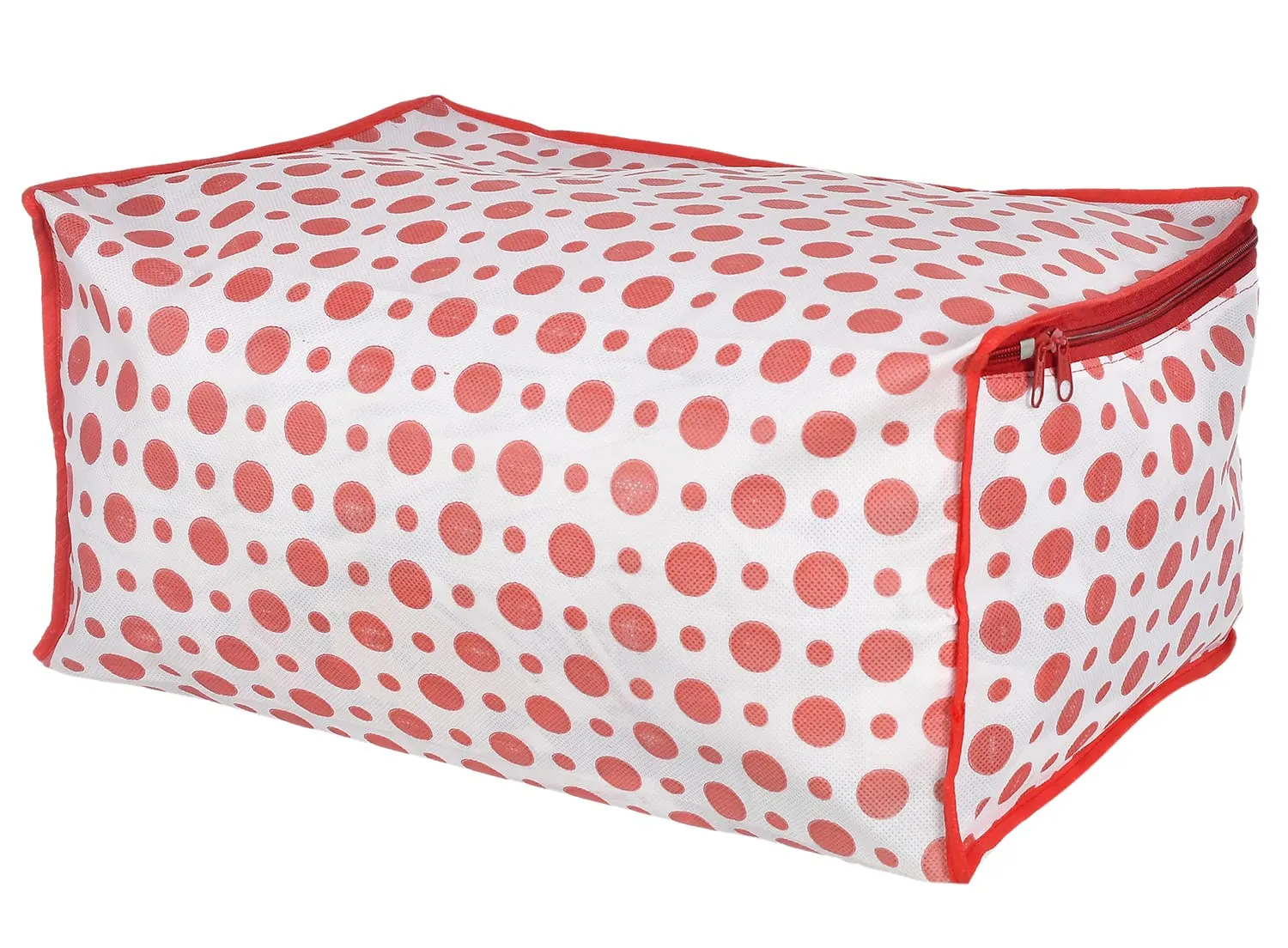 Heart Home Dot Printed Non-Woven Saree Cover, Cloth Organizer, Wardrobe Organiser With Tranasparent Window- Pack of 4 (Pink)-46HH0482