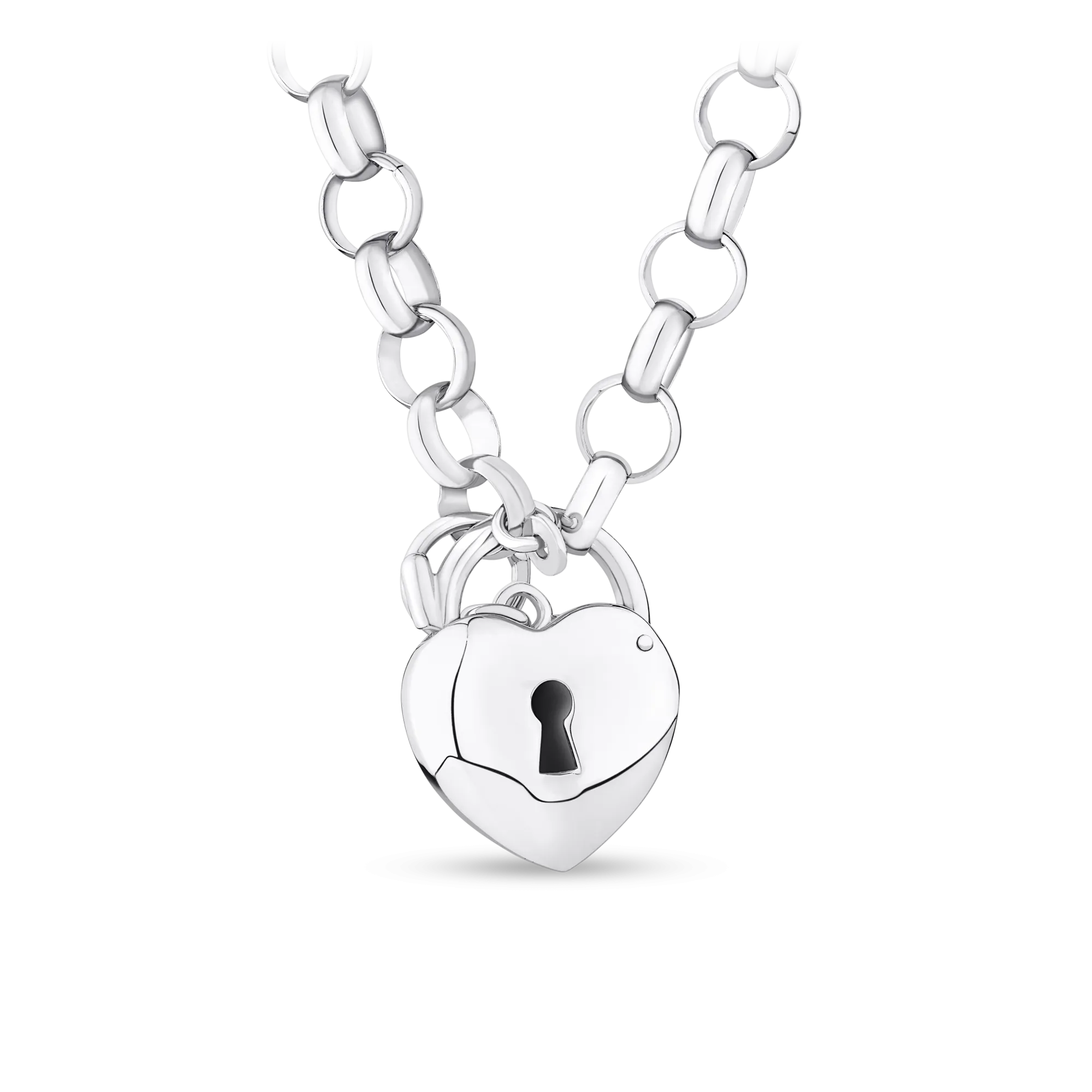 Heart Padlock Necklace in Sterling Silver