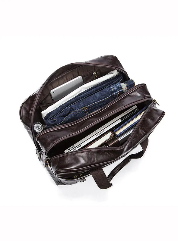 High Capacity 14 Inch Laptop Bag Coffee Soft Genuine Leather Briefcase Mens Business Bags 8911