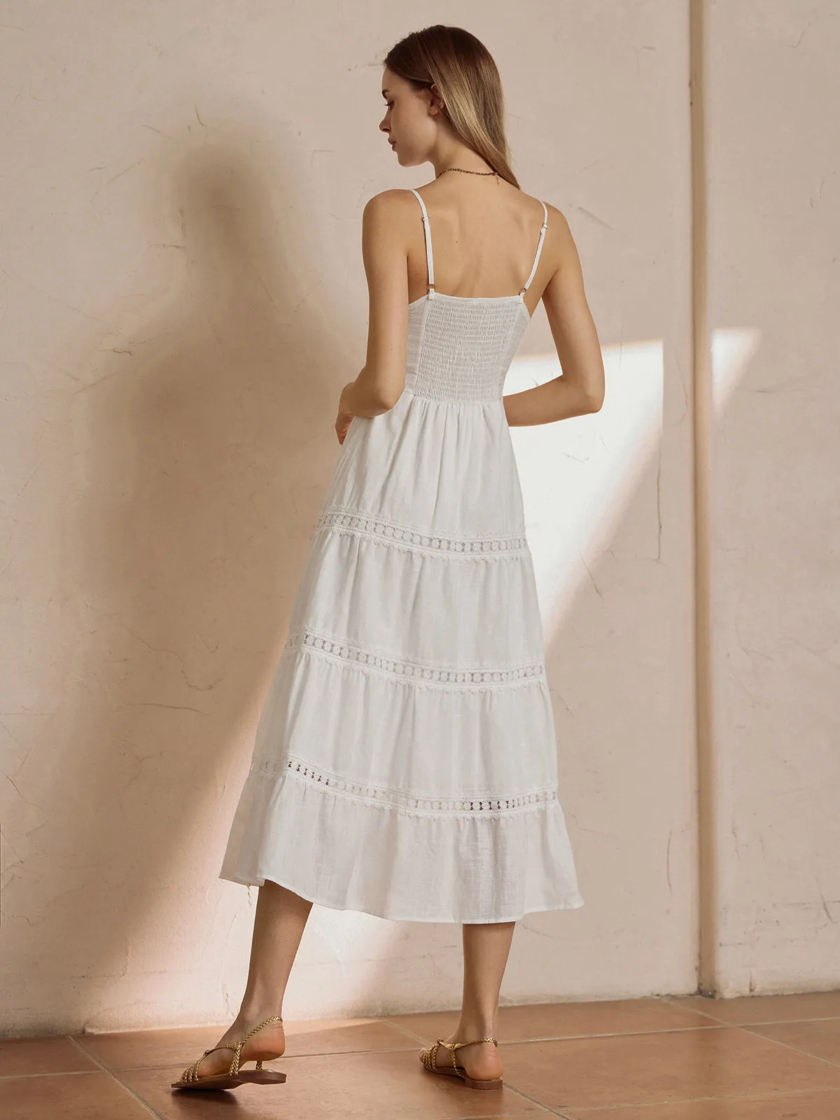 Knotted Lace Graceful Trim Long Dress